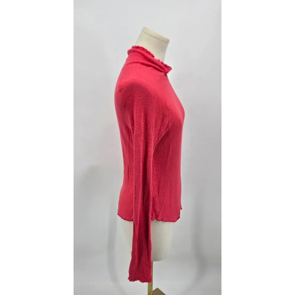 Free People Intimately Make It Easy Thermal Waffle‎ Knit Top Coral Red Medium
